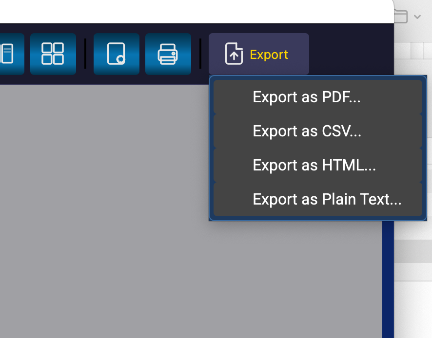 Export format options